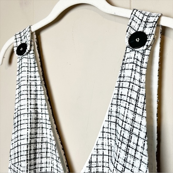 eShakti Lurex Boucle Tweed Pinafore Dress Medium 10 white black jumper midi - Picture 4 of 14